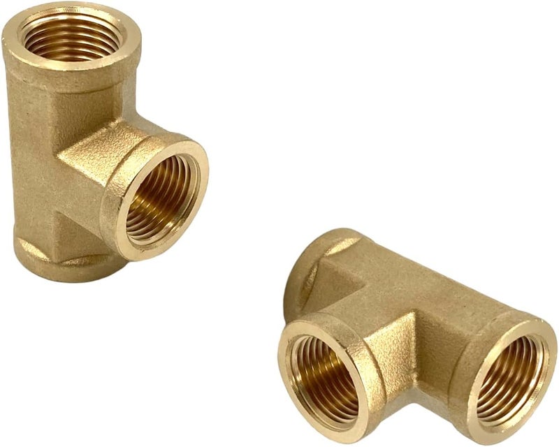 Bumugufu 3 Pcs 3/8" NPT Brass Pipe Tee,3/8" NPT to 3/8" NPT to 3/8" NPT Female Tee 3 Way Brass Pipe Fittings for Air, Propane, Oil and Natural Gas - Image 4
